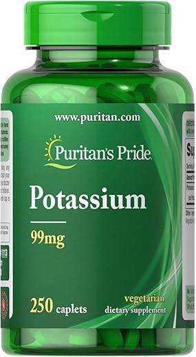 Puritan's Pride - Puritans Pride – Caplets de Potássio 99 Mg, 250 Unidades
