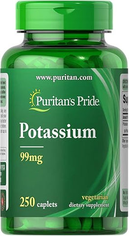 Puritan's Pride - Puritans Pride – Caplets de Potássio 99 Mg, 250 Unidades