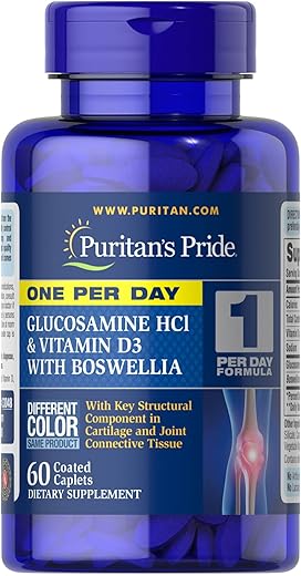 Puritan's Pride - Puritan’s Pride – Glucosamina e Vitamina D3 em Cápsulas – 1 por Dia – 60 Cápsulas – 60g