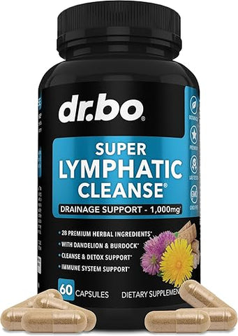DR. BO - Suplementos para Drenagem Linfática – Produtos de Limpeza Herbal Total de Suporte Linfático com Equinácea, Gengibre, Dente-de-leão, Raiz Vermelha