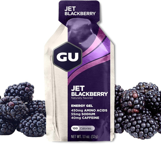 Energy Gel Original, Jet BlackBerry – Energia Esportiva Nutritiva, 8 Unidades (Marca GU Energy) - GU