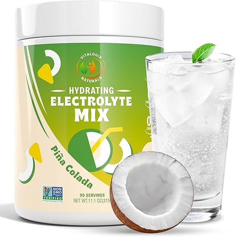 Vitalogix Naturals - Pó de Eletrólitos Sem Açúcar – Hidratação de Coco em Pó | Mistura de Eletrólitos Sem Açúcar, Zero Açúcar, Keto