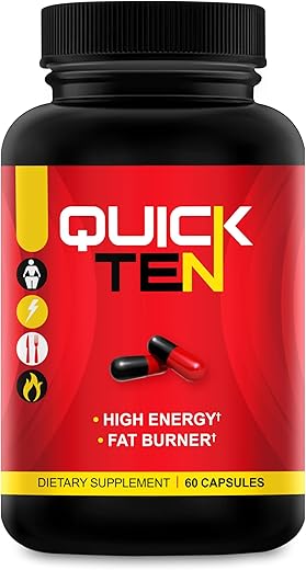 Nutriment - Quick Ten – Melhores Pílulas para Perda de Peso – Estimulante Natural do Metabolismo, Inibidor de Apetite, Queimador de Gordura – Pílulas Premium para Dieta para Mulheres e Homens – Mistura de Energia e Foco – 60 cápsulas