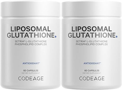Liposomal Glutationa – Suplemento Puro de Setria L-Glutathione Reduzida, Entrega Lipossomal, Complexo de Fosfolipídeos – Cápsulas de Pó de Glutationa Encapsulada – Vegano, Não-OGM – 60g - Codeage