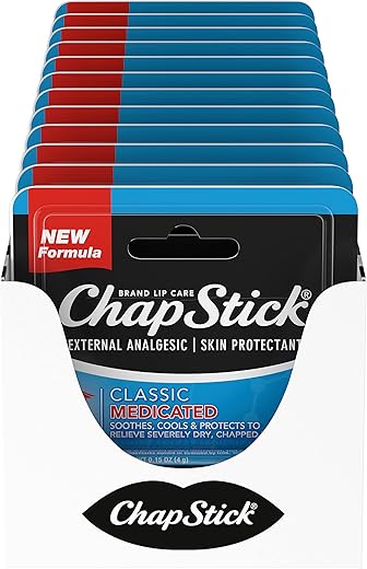 Classic Medicated Lip Balm – Tratamento para Lábios Ressecados e Protetor de Pele – 4,5g x 12 unidades - ChapStick