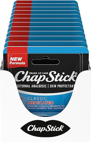 Classic Medicated Lip Balm – Tratamento para Lábios Ressecados e Protetor de Pele – 4,5g x 12 unidades - ChapStick