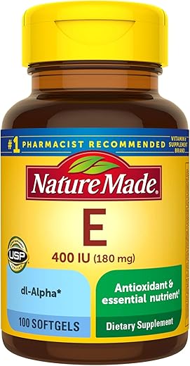 Vitamina E 180 mg (400 UI) dl-Alpha, Suplemento Alimentar para Suporte Antioxidante, 100 Softgels (Pacote com 3) - Nature Made