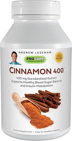 Canela 400-120 Cápsulas – Alta Potência, Extrato Padronizado. Sem Aditivos. Cápsulas Pequenas e Fáceis de Engolir - ANDREW LESSMAN