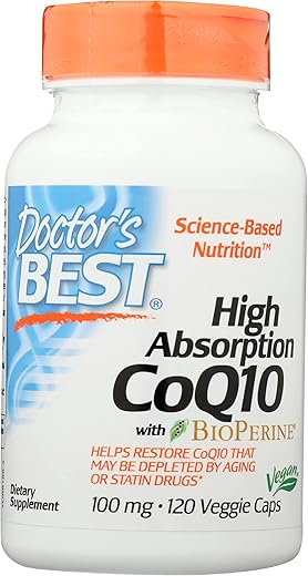 Doctor's BEST - Doctors Best CoQ10 com BioPerine 100 MG – Alta Absorção, Vegano, 120 Cápsulas Vegetais (Embalagem de 1)