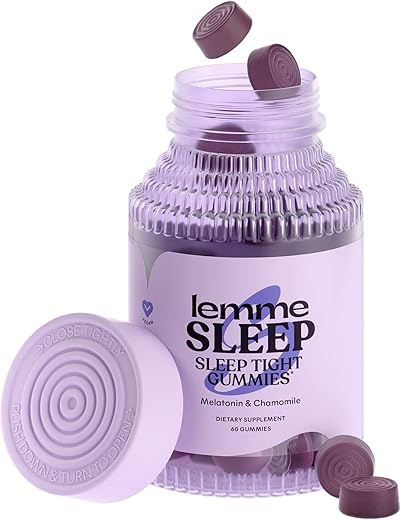 Sleep Gummies 5mg Melatonina, Sabugueiro, Magnésio, L-Teanina, Camomila e Lavanda – Auxílio Noturno para Dormir sem Medicamentos, Vegano, Sem Glúten, Sem Gelatina, Não Transgênico - Lemme