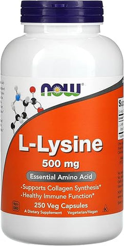 NOW Foods - NOW L-lysine 500 mg – 250 Cápsulas | Aumente sua saúde com L-lisina | Compre agora!