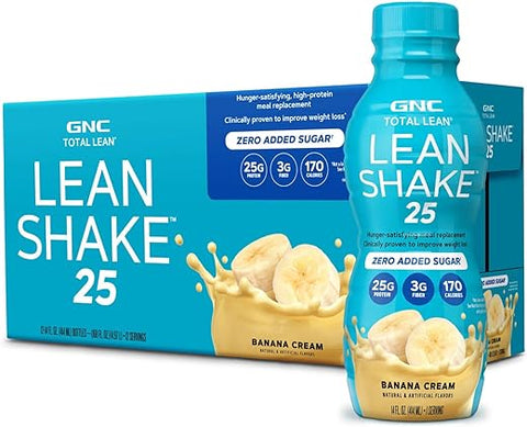 Total Lean Shake 25 – Banana Cream – 12 Garrafas | Emagreça com Saúde | 25g Proteína por Porção - GNC