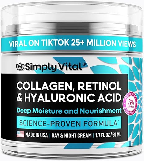 Creme Hidratante Facial SimplyVital com Colágeno – Anti-idade para Pescoço e Decote – Fabricado nos EUA – Dia