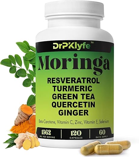 DrPKLyfe - Moringa Oleifera Cápsulas com Curcumina de Cúrcuma, Gengibre, Quercetina – Potencialize sua saúde com a marca líder