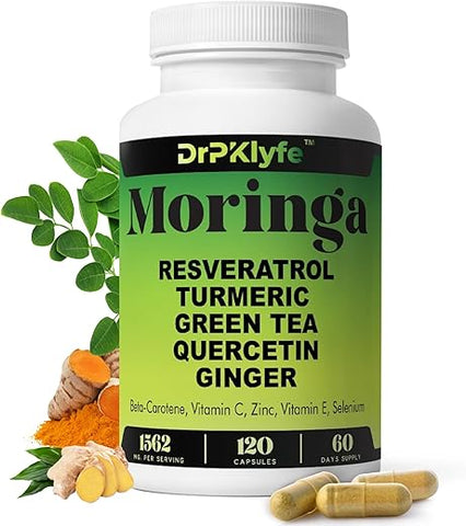 DrPKLyfe - Moringa Oleifera Cápsulas com Curcumina de Cúrcuma, Gengibre, Quercetina – Potencialize sua saúde com a marca líder