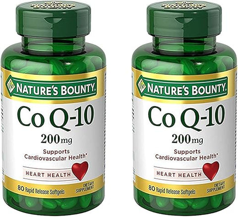 Nature's Bounty - Nature’s Bounty Co Q-10 200 mg – Conjunto de 2 Frascos com 80 Comprimidos – Potente Antioxidante para Saúde do Coração – Marca Nature’s Bounty