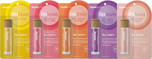 RAW SUGAR - Raw Sugar Lip Love Bundle – Bálsamo Labial com Óleo de Semente de Cártamo, Cera de Abelha e Manteiga de Karité  Raw Sugar