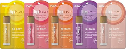 RAW SUGAR - Raw Sugar Lip Love Bundle – Bálsamo Labial com Óleo de Semente de Cártamo, Cera de Abelha e Manteiga de Karité  Raw Sugar
