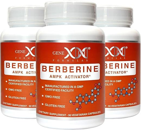 Genex Formulas - GENEX Berberine HCl 500mg (3-Pack) | Ativador AMPK Poderoso, Suporte à Saúde Cardíaca e Imunológica – Não-OGM, Sem Glúten, Vegetariano