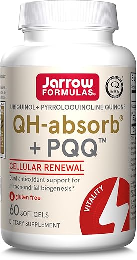 QH-absorb PQQ – Suporte Antioxidante para Biogênese Mitocondrial, Produção de Energia Celular e Saúde Cardiovascular – 60 Softgels, 60 Dias - Jarrow Formulas