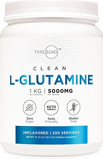 L Glutamine em Pó 5000mg – Suplemento para Saúde Intestinal – Suporte para Revestimento Gastrointestinal – Embalagem de 6 Meses - Type Zero