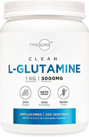 L Glutamine em Pó 5000mg – Suplemento para Saúde Intestinal – Suporte para Revestimento Gastrointestinal – Embalagem de 6 Meses - Type Zero