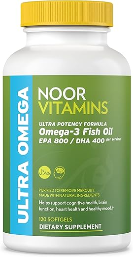 Halal Fish Oil – Ômega 3 Selvagem Peruano (800 mg EPA) – 60 Cápsulas - Noor Vitamins