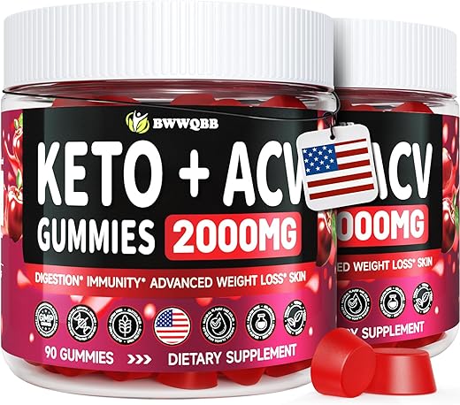 BWWQBB - 2 Pack Gummies Keto ACV Avançado 2000mg, 180 Veganos Sem Gelatina Avançado Keto ACV Gummies com Romã – Marca de Produto