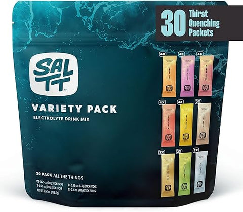 Keto Chow - SALTT Pó de Eletrólitos para Bebida com Sabor – Variedade All The Things – 30 Pacotes de Hidratação – Magnésio, Potássio, Sódio, Minerais Traços – Zero Açúcar