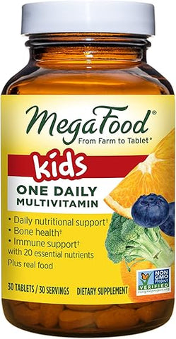 Kids One Daily – Vitaminas Infantis – Com Vitamina B, Vitamina C, Vitamina D – 30 comprimidos - MegaFood