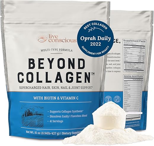 Beyond Collagen Pó de Colágeno Multi Colágeno para Mulheres com Tipos I, II, III, V – 100g - Live Conscious