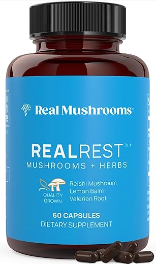 RealRest – Cápsulas de Reishi para Relaxamento (60 unid) – Reishi Orgânico com Melissa – Complexo de Cogumelos para Descanso - Real Mushrooms