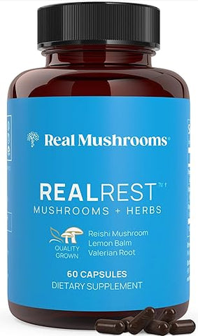 RealRest – Cápsulas de Reishi para Relaxamento (60 unid) – Reishi Orgânico com Melissa – Complexo de Cogumelos para Descanso - Real Mushrooms