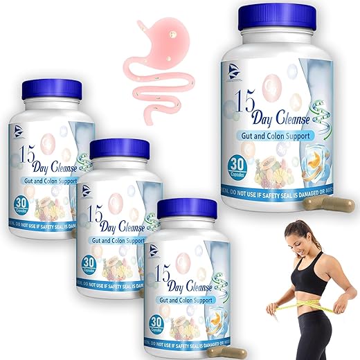 XCBBDY - 15 Day Cleanse – Suporte para Intestino e Cólon, Cápsulas Dissolventes para Limpeza de 15 Dias, com Sene, Cáscara Sagrada