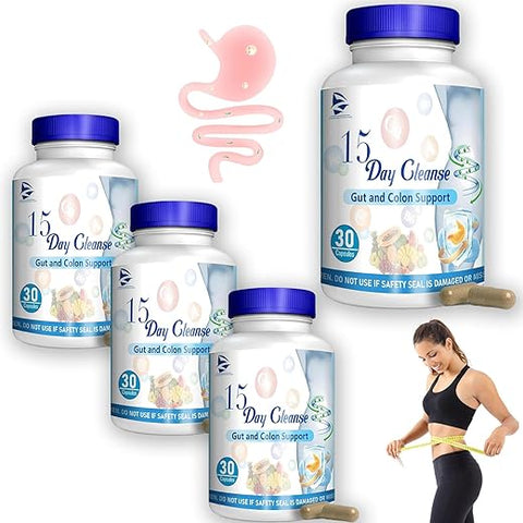 XCBBDY - 15 Day Cleanse – Suporte para Intestino e Cólon, Cápsulas Dissolventes para Limpeza de 15 Dias, com Sene, Cáscara Sagrada