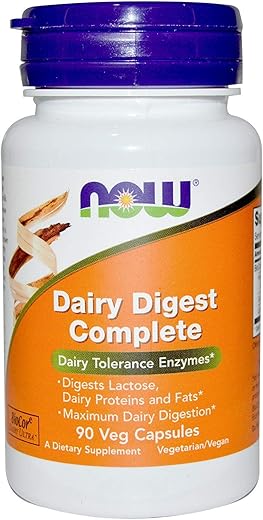 NOW Foods - Now Foods Digestão Completa de Laticínios 180 cápsulas (90 cápsulas X 2 Pk) – Fórmula Avançada para uma Digestão Saudável