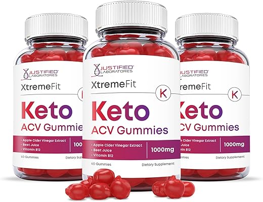 Xtreme Fit Keto ACV Gummies 1000MG Vegan Non GMO com Suco de Romã, Beterraba e Vitamina B12 – 180 Gummys - Justified Laboratories