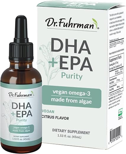 DHA EPA Purity – Ômega-3 Líquido de Algas, Sabor Cítrico Fresco, Livre de Contaminantes, Vegano, 60 Porções - Dr. Fuhrman