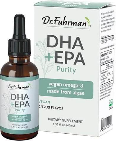 DHA EPA Purity – Ômega-3 Líquido de Algas, Sabor Cítrico Fresco, Livre de Contaminantes, Vegano, 60 Porções - Dr. Fuhrman