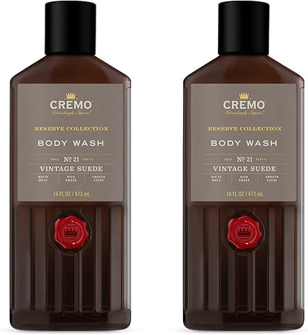 Vintage Suede Body Wash – 16 fl oz (Pack of 2) | Notas de Musgo Branco e Âmbar Rico  Cremo - Cremo