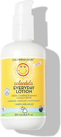 Loção de Calêndula | 100% Natural | Hidratante Suave para Pele Sensível do Bebê | Loção de Lavanda para Crianças | Amigável para Alergias | Calêndula Orgânica Aloe Vera | 100ml - California Baby