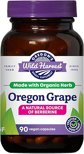 Oregon's Wild Harvest - Oregon’s Wild Harvest: Suplemento de Oregon Grape Orgânico Certificado, 1140 mg, 90 Cápsulas