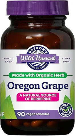 Oregon's Wild Harvest - Oregon’s Wild Harvest: Suplemento de Oregon Grape Orgânico Certificado, 1140 mg, 90 Cápsulas