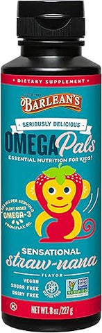 Barlean's - Barlean’s Omega Pals Ômega 3 para Crianças, Saboroso Óleo de Semente de Linhaça Líquido com 1.483 mg de ALA, Vegano, Não-OGM, para o Cérebro das Crianças