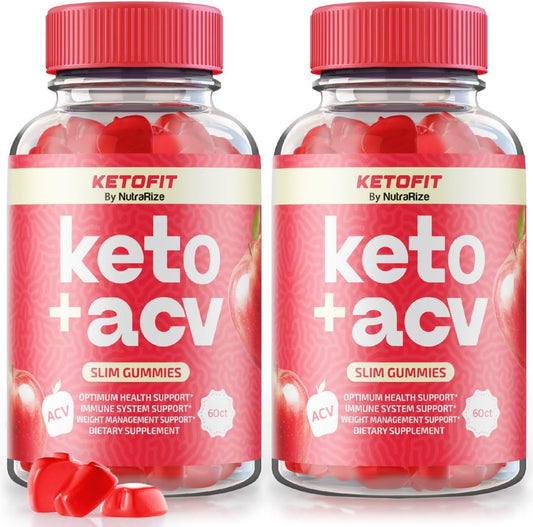 NutraRize - (2 Pacotes) Gomas Ketofit Keto ACV, Perda de Peso Avançada com Gomas Ketofit, Suplemento Ketofit ACV, Goma Keto Fit ACV, Avaliações de Keto Fit Gomitas (120 Gomas)