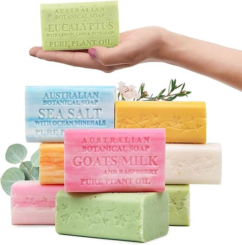 Australian Botanical Soap - Sabonete Botânico Australiano, Sabonetes de Óleo de Plantas Pura, Kit com 8 Barras de Sabonete | 187g Barras de Sabonete com Ingredientes Naturais | Todos os Tipos de Pele | Mulheres
