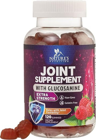 Nature's Nutrition - Gomas Nature’s Joint Support Glucosamina + Vitamina E – Suporte Articular para Desconforto Ocasional nas Costas e Joelhos