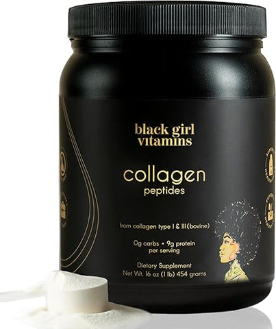 Black Girl Vitamins - Vitaminas para Meninas Negras | Pó de Peptídeos de Colágeno – Colágeno para Pele, Cabelo | Marca:
