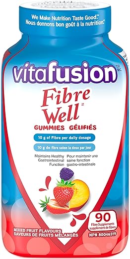 Fibre Well Gomas de Fibra, 90 Gomas – Suplemento de Fibra para uma Digestão Saudável - Vitafusion