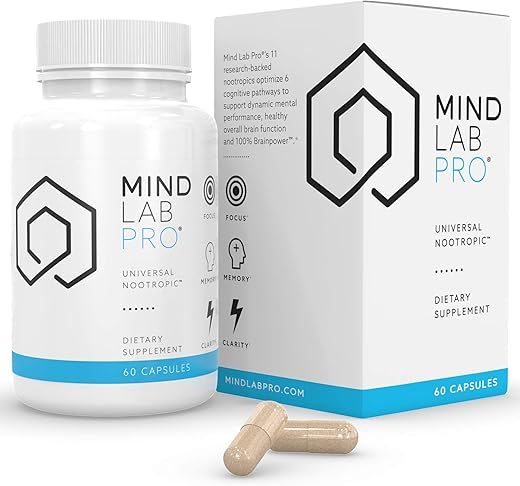 Suplemento Universal Nootrópico para Potencializar o Cérebro – Foco, Memória, Clareza, Energia – 60 Cápsulas – Baseado em Plantas, Vitaminas Naturais para Melhorar o Cérebro - Mind Lab Pro